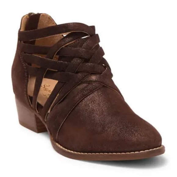 New Seychelles So Blue Copper Metallic Leather Ankle Bootie 8.5 - Picture 11 of 12